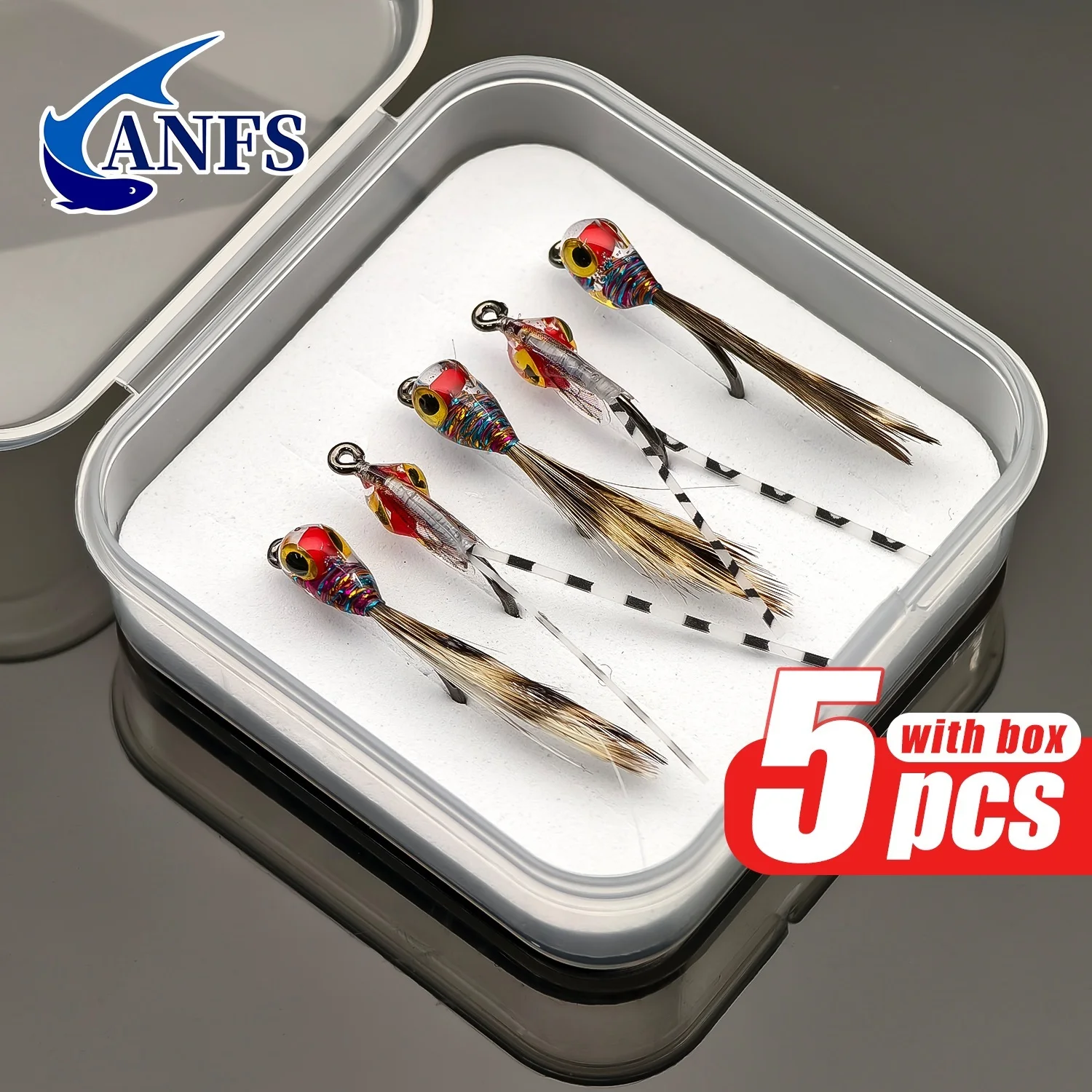 ANFS 5 señuelos para moscas de peces con cebo de trucha, diseño realista mezclado para pesca en agua dulce y salada - imagen 2