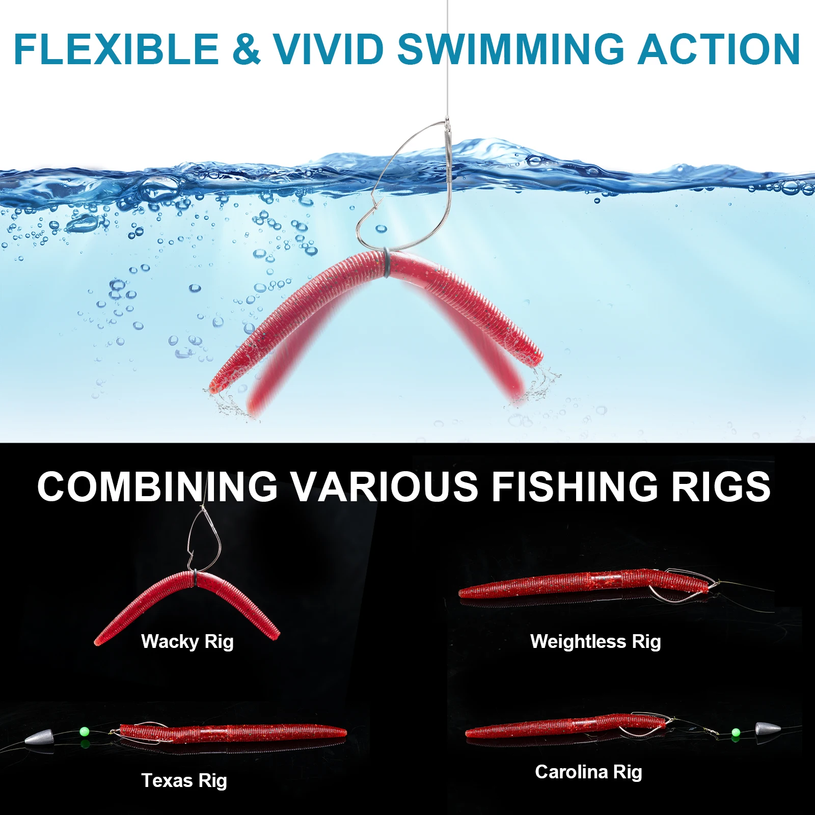 Goture 30 unids/lote anzuelo de pesca con púas sin malezas 2 #   3 #   Gancho de gusanos individuales para lubina de acero rico en carbono para aparejos de pesca de trucha y lubina - imagen 2