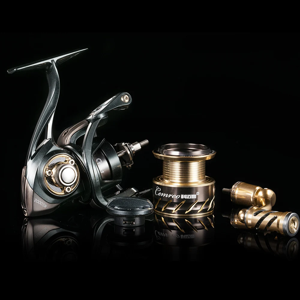 Carrete de pesca giratorio de cuerpo totalmente metálico de calidad CEMREO 2000/3000 relación de engranaje de rueda de pesca de mar 5,2: 1 aparejos de pesca de gran juego - imagen 5