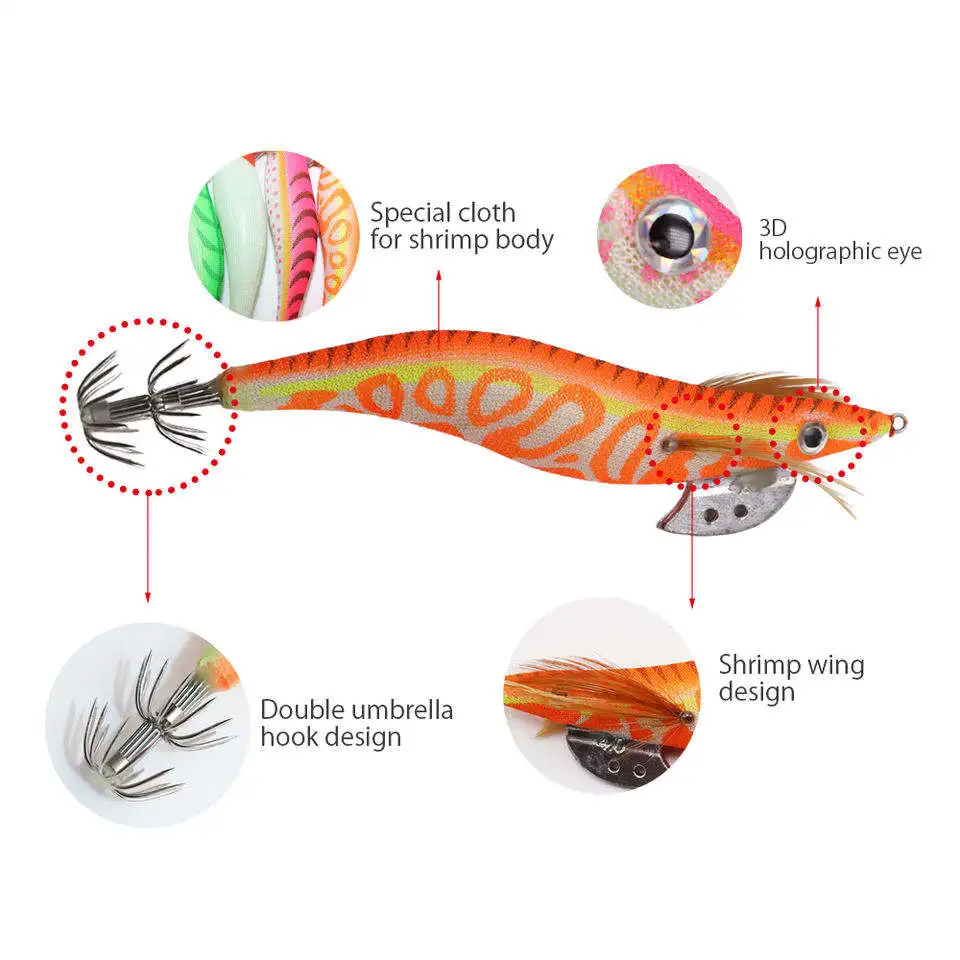 Cebo para Calamar ZYZHE 2.5 #   3.0 #   3.5 #   4.0 #   Señuelos de Pesca Luminosos con Forma de Pulpo, Señuelos de Madera para Camarones, Simulación de Pesca Marina, Jigs, Aparejos de Pesca - imagen 2