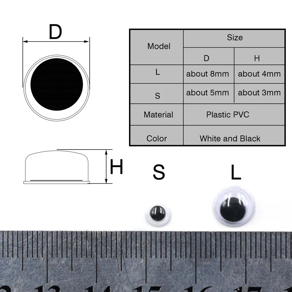 MNFT 100 Uds 6mm/8mm ojos de señuelo de pesca 3D ojos de muñeca móviles negros Material de atado de moscas ojo holográfico accesorios de pesca DIY - imagen 2