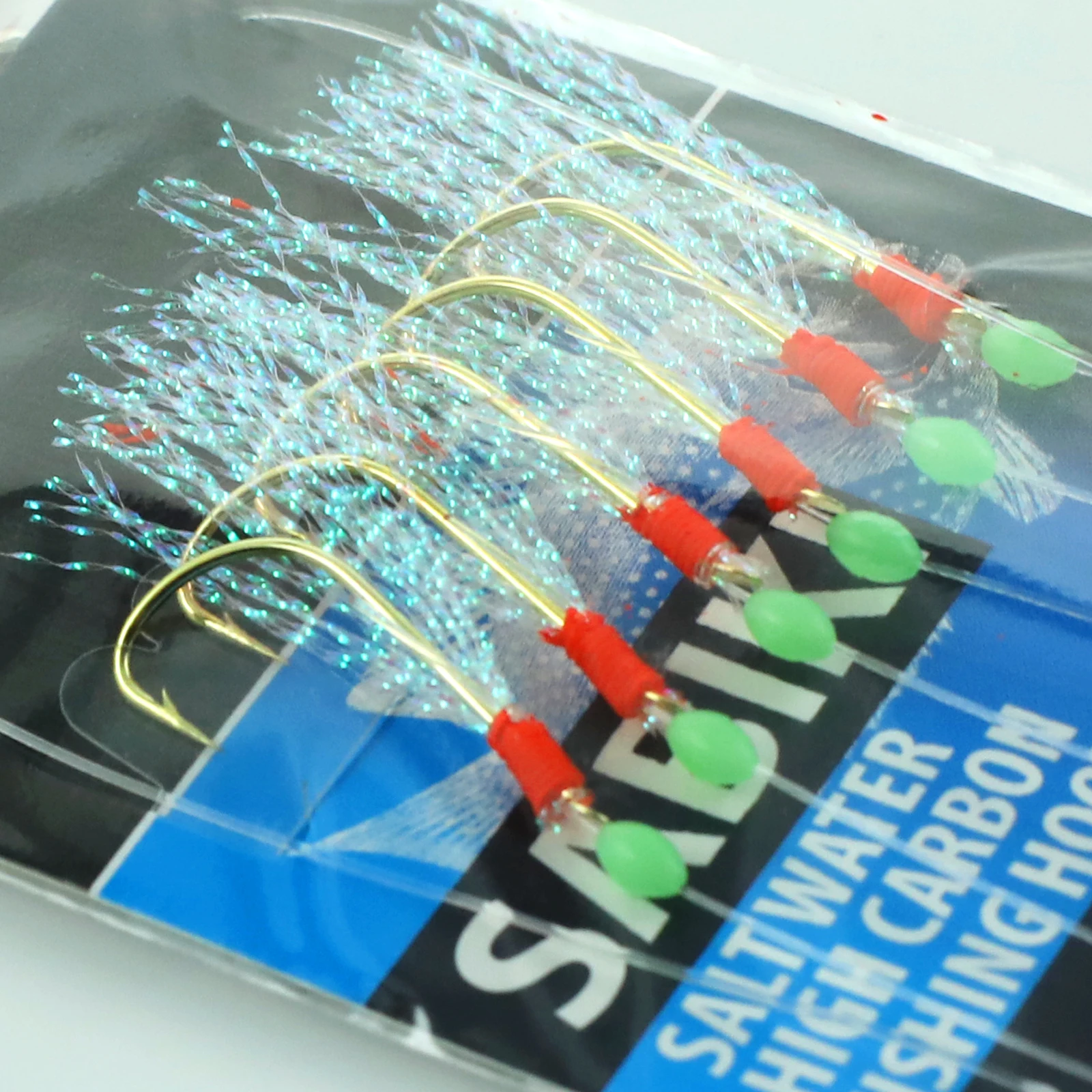 TAKBAS 1 pieza de aparejos Sabiki con cuentas de pesca brillantes y anzuelos de alto carbono, aparejos de cebo intermitentes para pesca en agua dulce y salada - imagen 4