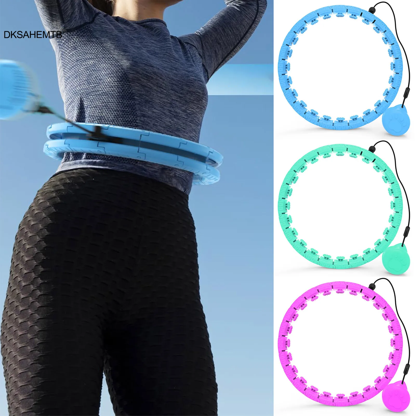 Aro deportivo 2 en 1 con nudos desmontables ajustables para adultos, aro de Fitness para perder peso, peso inteligente de talla grande, Círculo de ejercicio - imagen 3