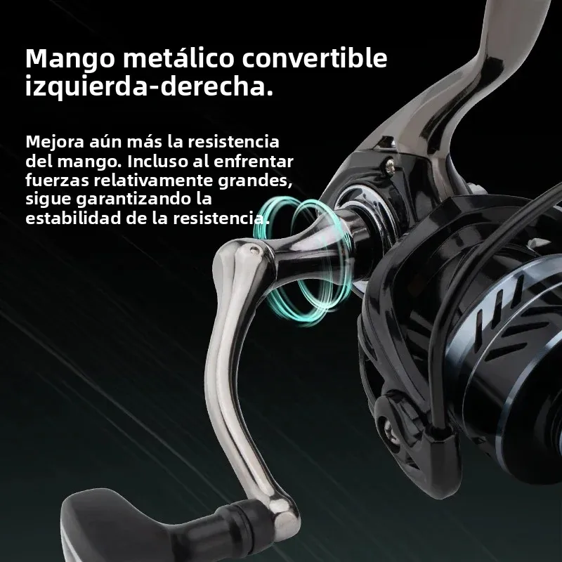 Huidiao XF carrete de pesca giratorio sólido en roca carrete de Metal/mango/pie 26,5 LB arrastre máximo 5,2: 1 serie 2000-7000 para pesca con señuelo - imagen 5