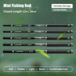 Caña de pescar plegable para viaje, caña de mano telescópica ultracompacta, aparejos de Pesca ligeros, senderismo, Camping, caña de pescar Baitcasting