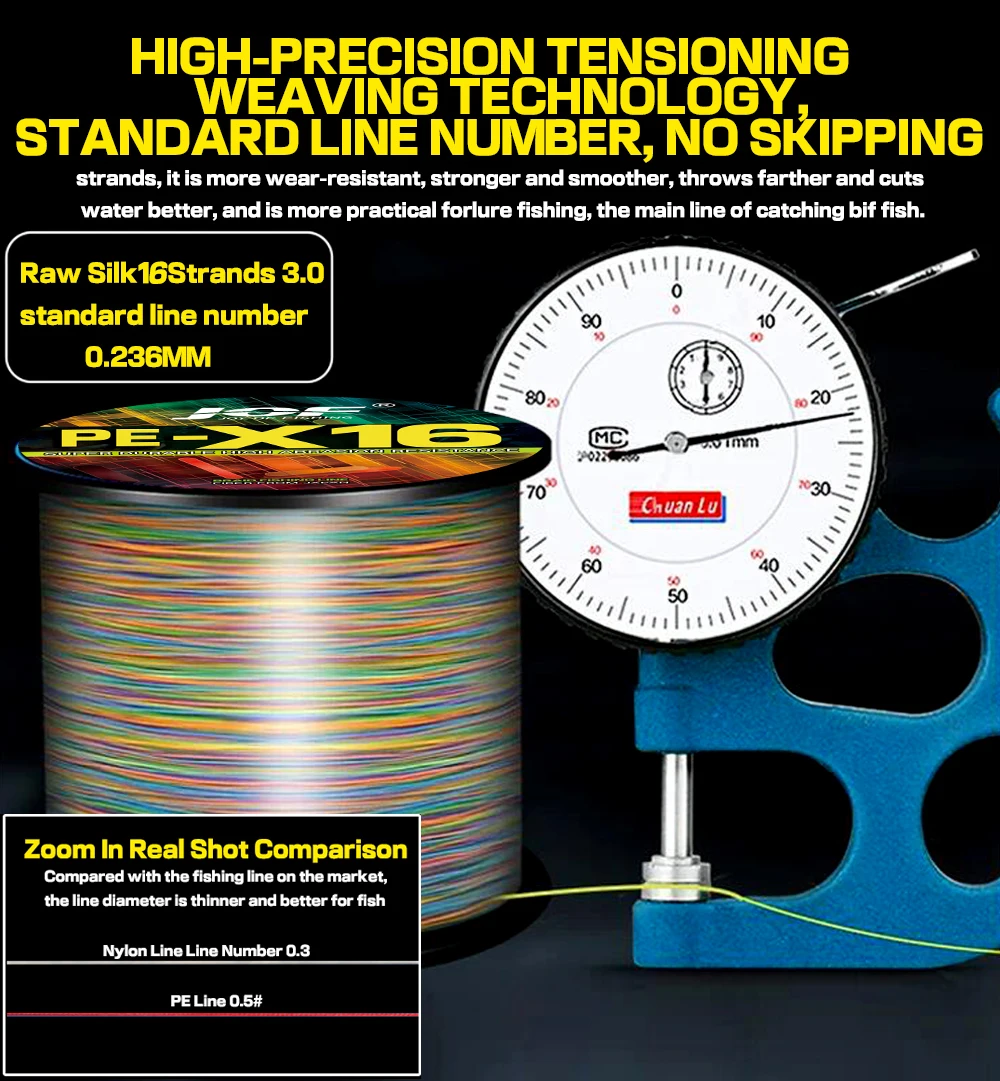 Línea de Pesca trenzada de 16 hebras, 1000M, 500M, X16, cable trenzado de Pesca de carpa, 25LB ~ 200LB, tiro largo, PE, superpotencia, multifilamento - imagen 5