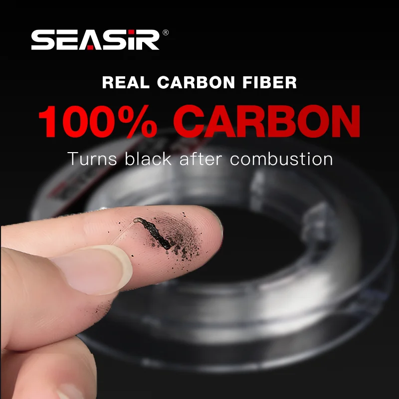 Línea de Pesca de carbono Seasir 100%, monofilamento de calidad japonesa, 50M, 4-16LB, fluorocarbono que se hunde, Pesca líder - imagen 4