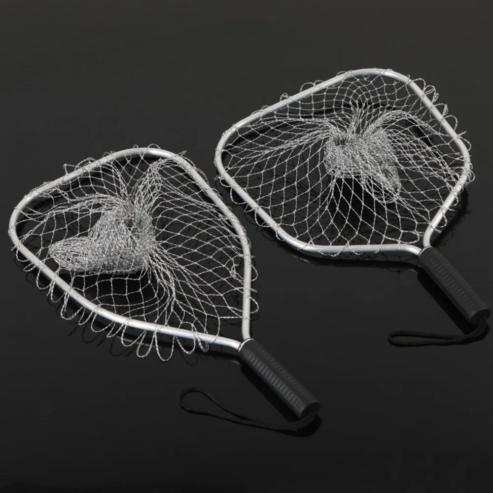 Red de pesca de tela de malla, Material de aleación de malla, red de aterrizaje de pesca antigancho, accesorios de herramientas de pesca cuadrados de gran capacidad de 30cm - imagen 2