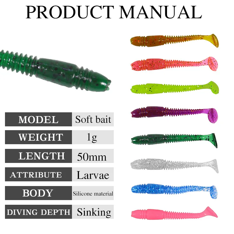 Señuelo de pesca suave con cola en T, 10 piezas, cebo falso de Camarón, aparejos de pesca Texas, pescado mandarín, biónico - imagen 3