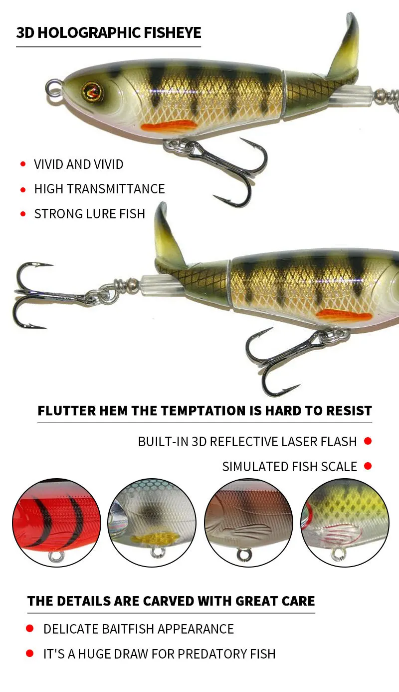 Señuelo Topwater de Pesca Artificial, 1 piezas, 90mm, 14,2g, Whopper, Wobbler, cola giratoria - imagen 5