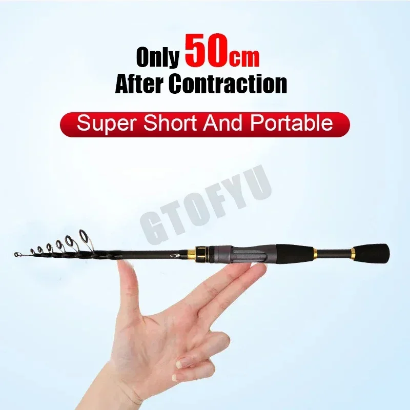 Caña de pescar telescópica ultracorta, caña de fundición giratoria multifunción, caña de pescar de alto carbono, caña de pescar antideslizante duradera - imagen 5