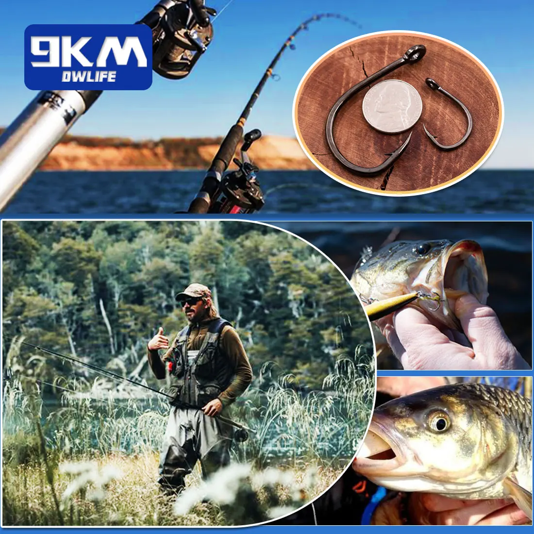 Anzuelos de pesca con cebo vivo, 25 ~ 100 Uds., anzuelo circular, anzuelos de pesca de agua salada, anzuelos de asistencia sin compensación de acero rico en carbono, para lubina, atún, Marlin - imagen 4