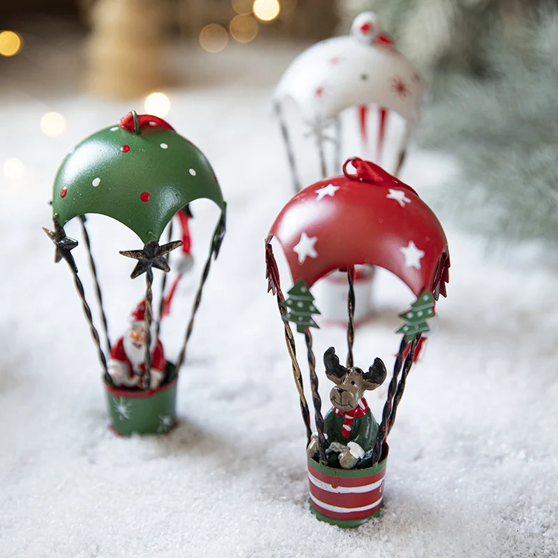 Colgante de paracaídas con globo aerostático navideño, decoraciones navideñas creativas, colgante para árbol de Navidad - imagen 2