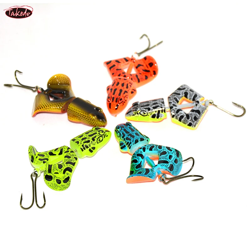 TAKEDO-Cebo flotante de rana para lubina, Señuelos de Pesca, sección dura, cola de swimbait articulada giratoria, Topwater Forg, 7,5 cm, 13g - imagen 4