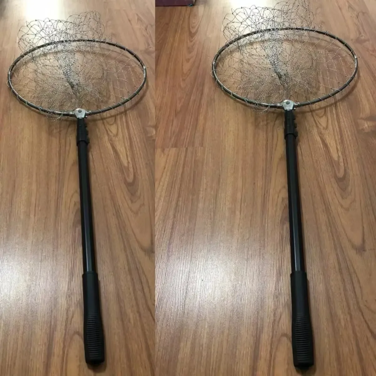 Red De aterrizaje para Pesca, caña telescópica De aleación De aluminio, accesorios De Pesca, anillo plegable, Red De inmersión, longitud De 2m a 2,4m - imagen 2