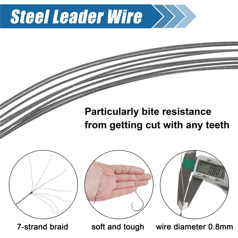 Anzuelos de pesca circulares, aparejos de bagre con alambre de acero líder, anzuelos de pesca compensados de agua salada para pesca de lubina, Surf, 6/12 Uds. - imagen 3