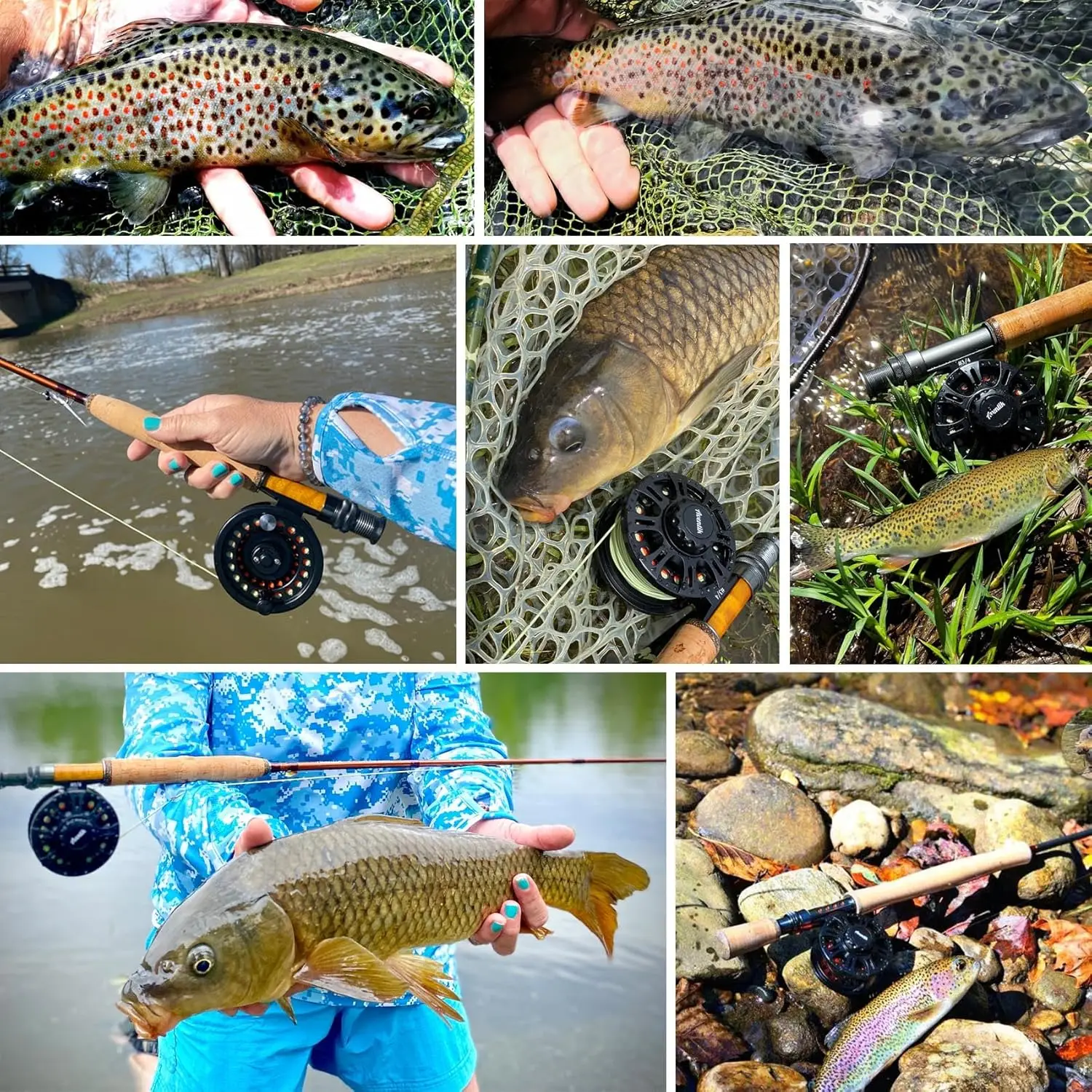 Aventik HVCE Graphite Fly Reel Sistema de arrastre central Classic III Graphite Tamaños de eje grande 3/4, 5/6, 7/8 Carretes de pesca con mosca