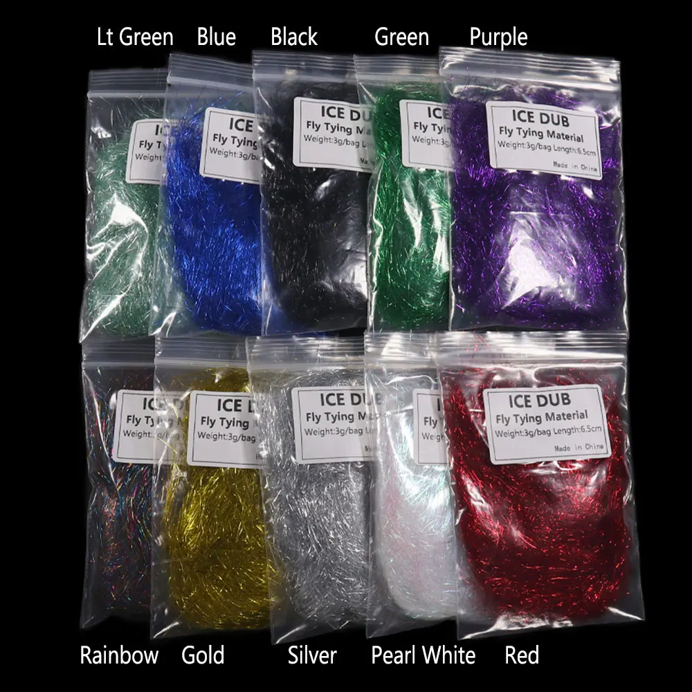 Bimoo, 2 paquetes, 6,5 cm/2,56 "de largo, fibras sintéticas para doblaje de hielo, Baitfish, vaporizador, brillo, ala de hielo fina, Material para atar moscas, 10 colores - imagen 3