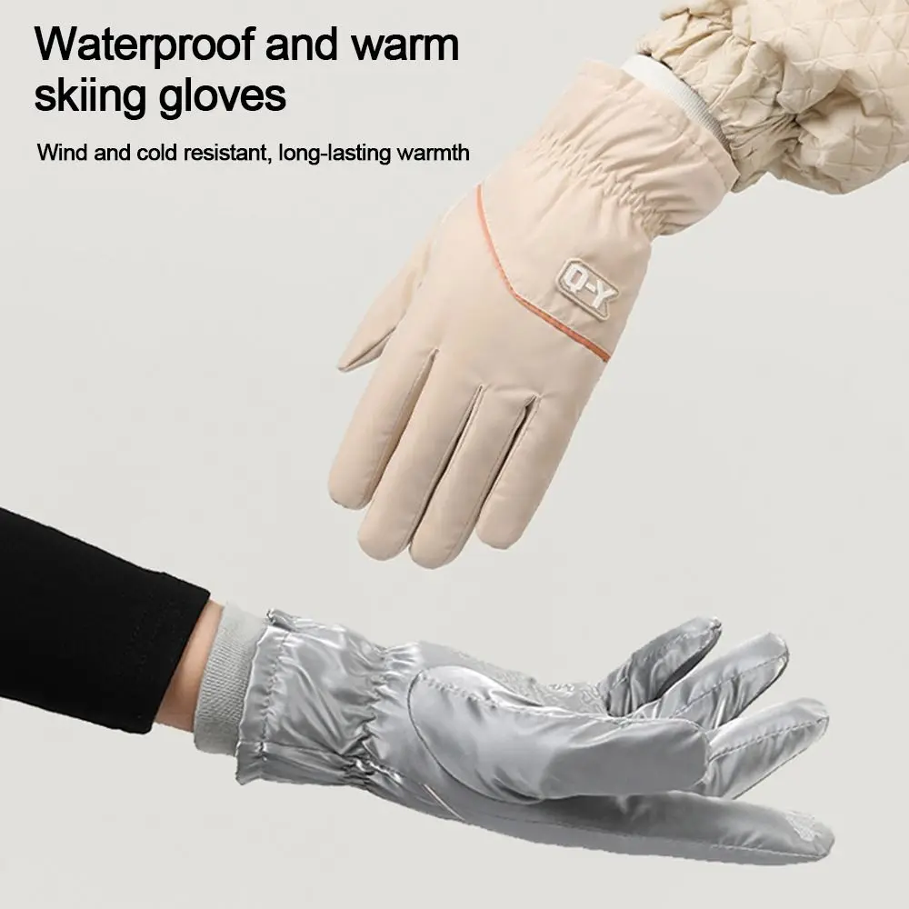 Dedos abiertos guantes de esquí cálidos para mujer guantes gruesos de invierno otoño guantes de dedo completo impermeables antideslizantes guantes de montar a prueba de viento - imagen 2