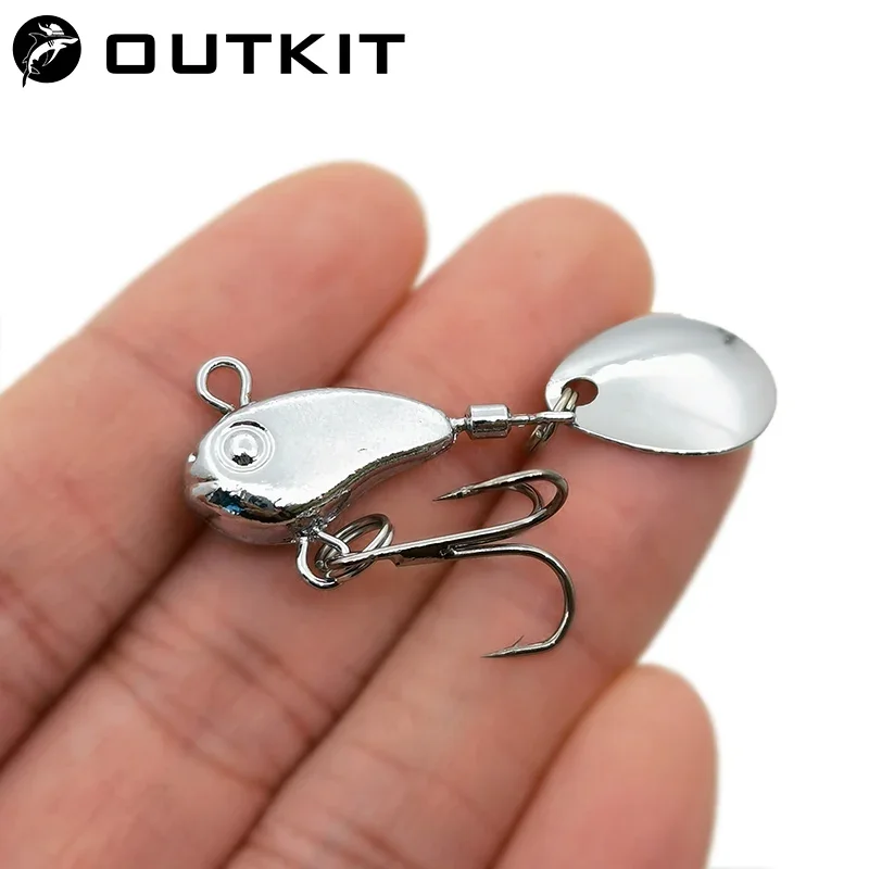 OUTKIT-Mini VIB de Metal con cuchara, señuelo de pesca de 8,5g, aparejos de pesca en hielo para invierno, Pin Crankbait, Spinner de vibración, cebo que se hunde