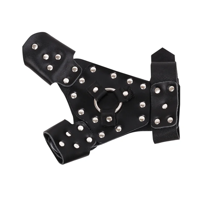 Protector de mano para pesca y tiro al aire libre, pulsera con tirachinas, traje con guardabrazos, hoja de acero de goma de cuero PU - imagen 4