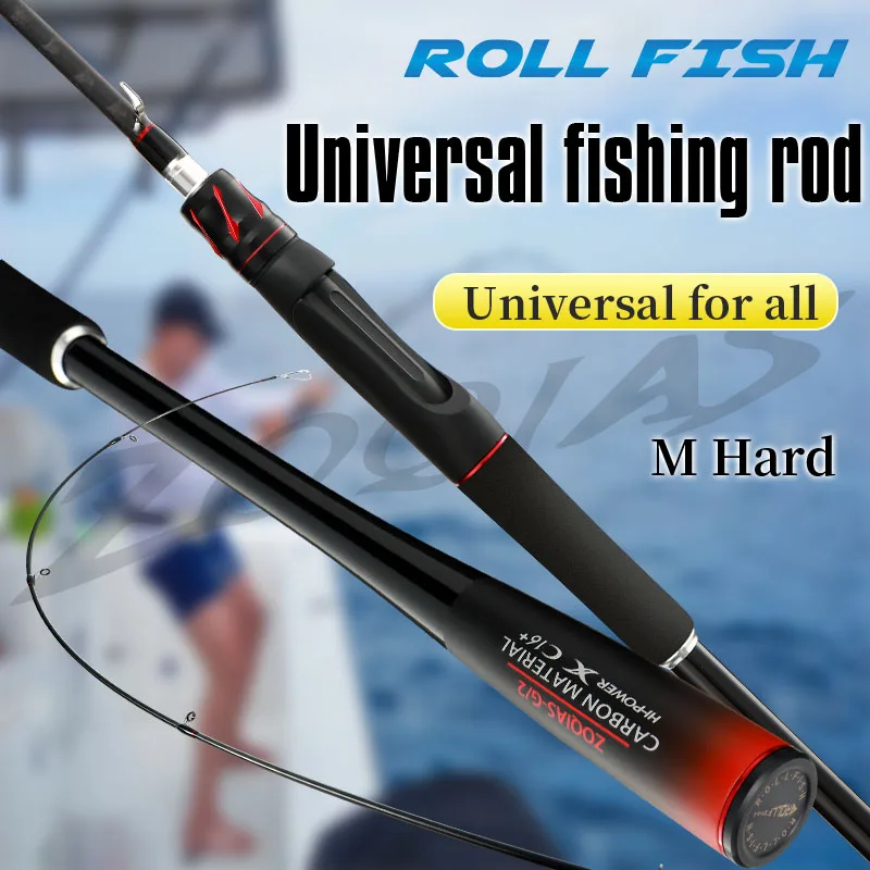 ROLLFISH Power M Spinning Casting caña de pescar con señuelo de fibra de carbono 1,8-2,7 M caña de pescar de lubina de agua dulce y salada acción rápida