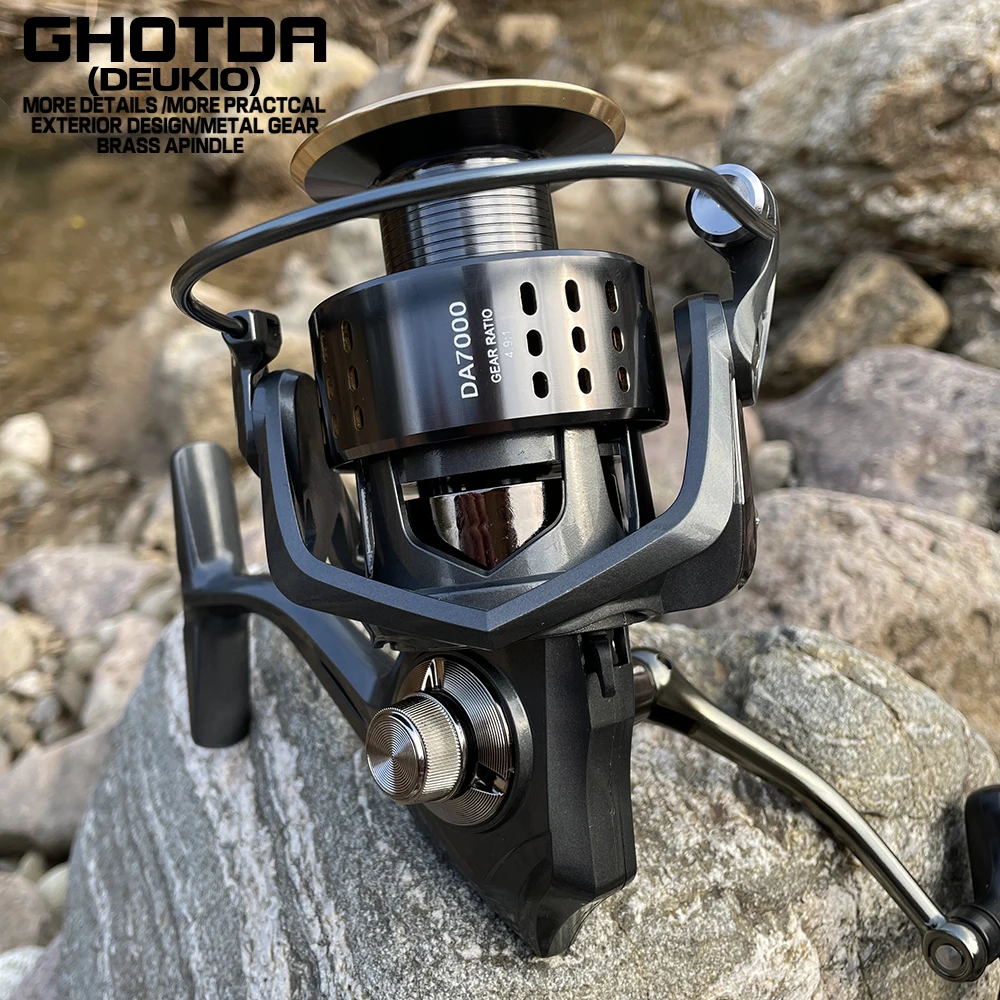 Carrete giratorio fuerte, potencia máxima de arrastre de 15KG 2000-7000 5,2: 1 4,9: 1, aparejos de pesca para trucha, Peche, Lucio, Zander - imagen 5