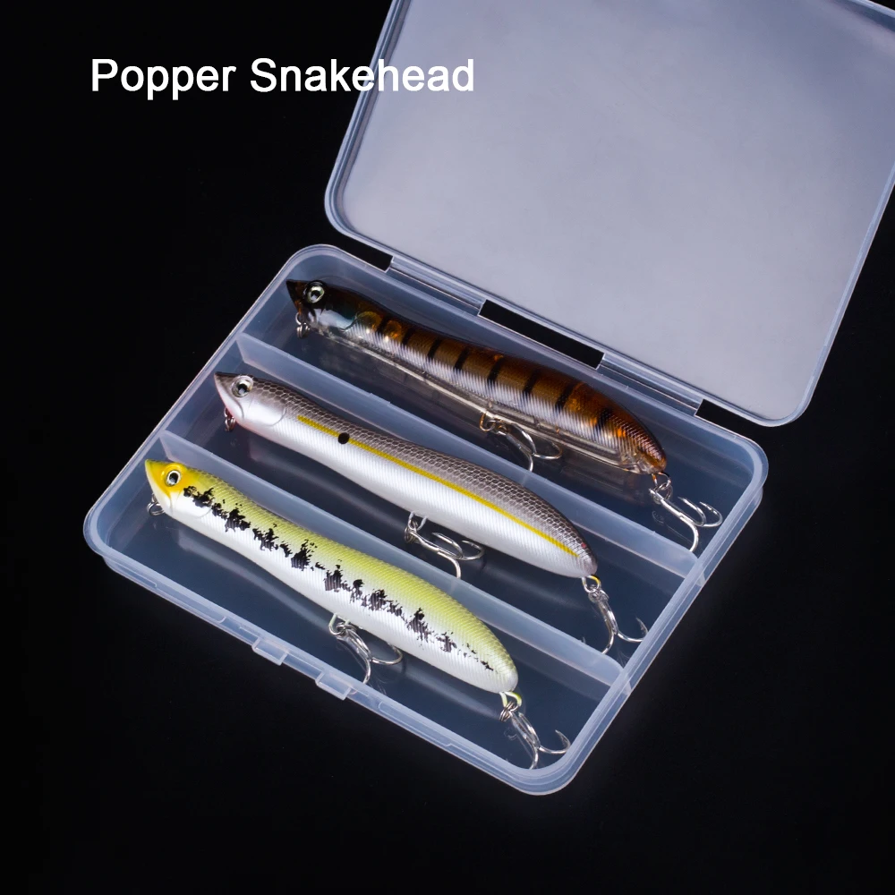 3 unids/caja Topwater lápiz Popper señuelo de pesca 12cm flotante cabeza de serpiente cebo duro Artificial caminar al perro sonajero Wobble aparejos de lubina - imagen 3