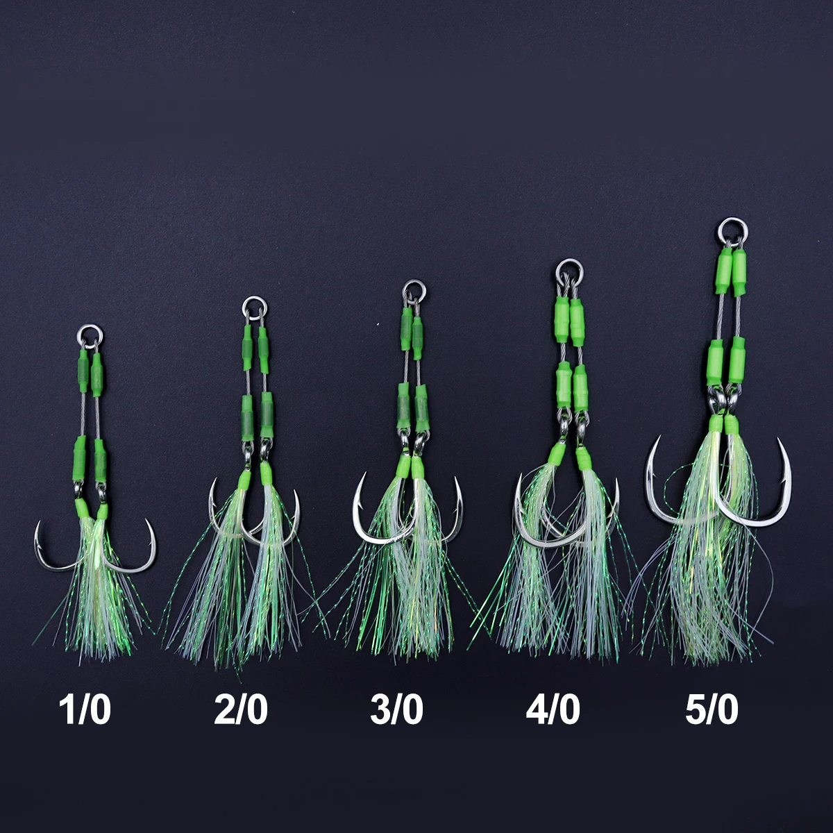 ZYZ anzuelos de ayuda de plantilla de pesca, línea de acero inoxidable, tubo luminoso, pluma, anillo sólido, Jigging, aparejos de pesca de barco, 2 uds./lote - imagen 4