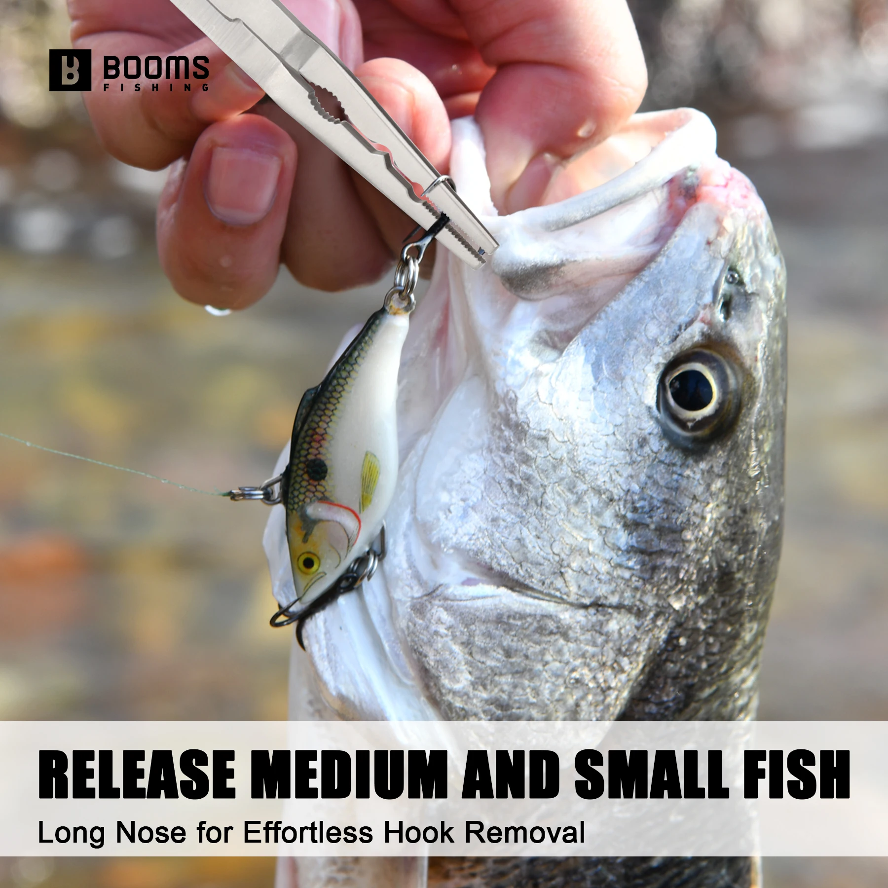 Booms Fishing H06 multifuncional con alicates de bloqueo 20cm de acero inoxidable gancho largo removedor línea tijeras herramientas de pesca - imagen 4