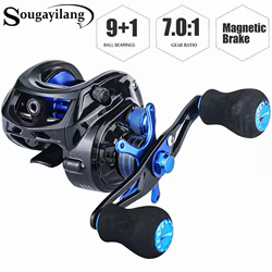 Sougayilang-carrete de Baitcasting, relación de engranaje 7,0: 1, súper suave, 9 + 1 rodamientos de bolas, anticorrosión, Baitcaster