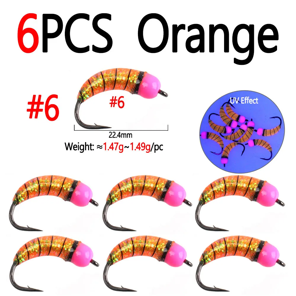6pcs Orange sz 6