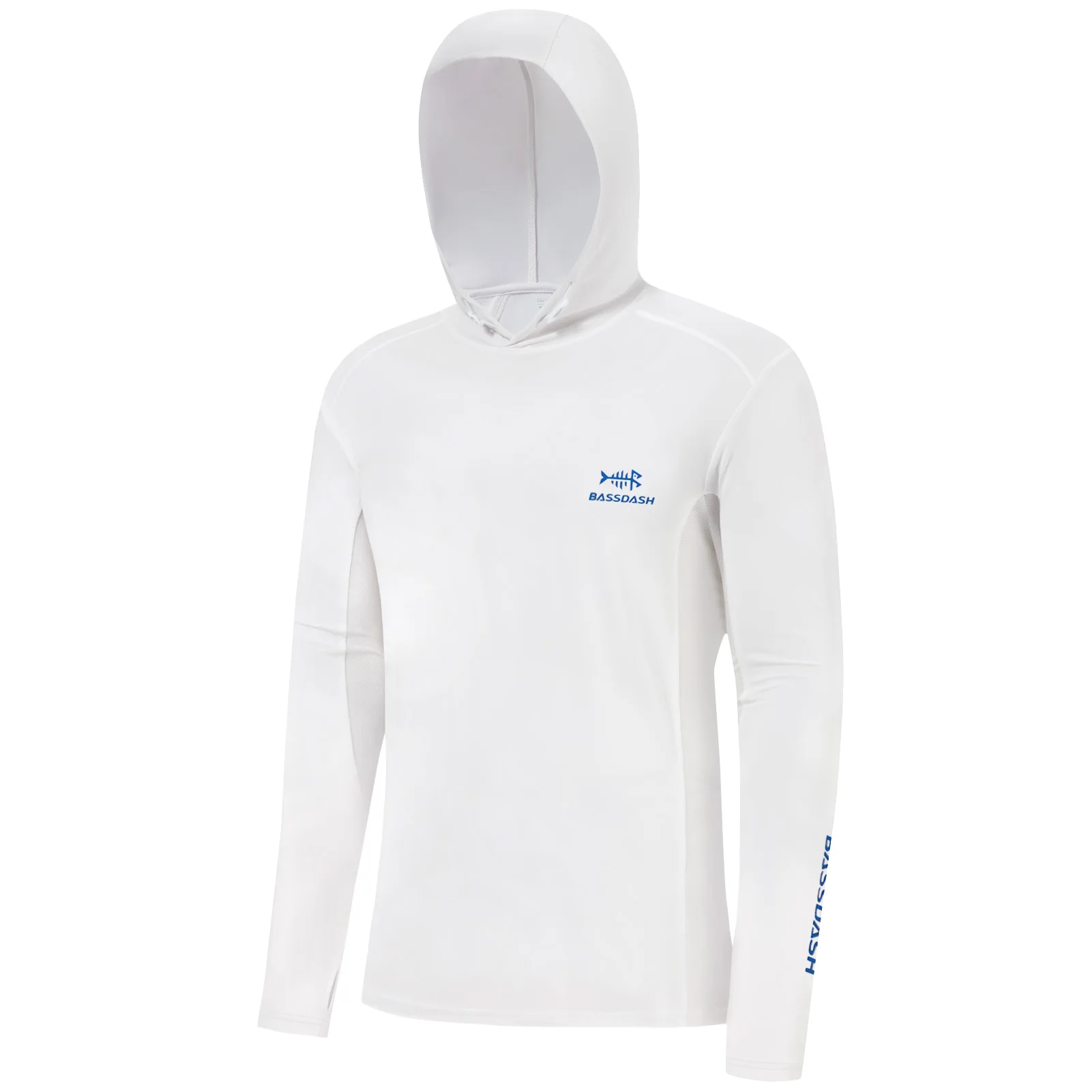 BASSDASH Sudadera con capucha de pesca con cordón UPF 50+ para hombre, camisetas con capucha de manga larga con protección solar UV para senderismo al aire libre FS33M