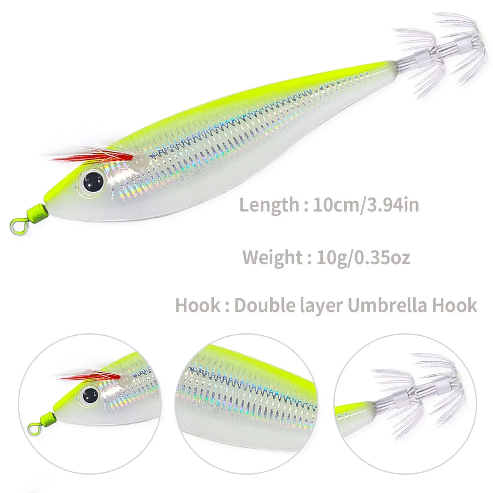 Señuelos calamar luminosos 10cm – Jigs artificiales pesca mar - imagen 4
