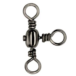 50 Uds. De conector de tres clavijas chapado en níquel negro de latón, divisor de sublínea giratorio en T, anillo Bazi para pesca al aire libre, accesorios de pesca