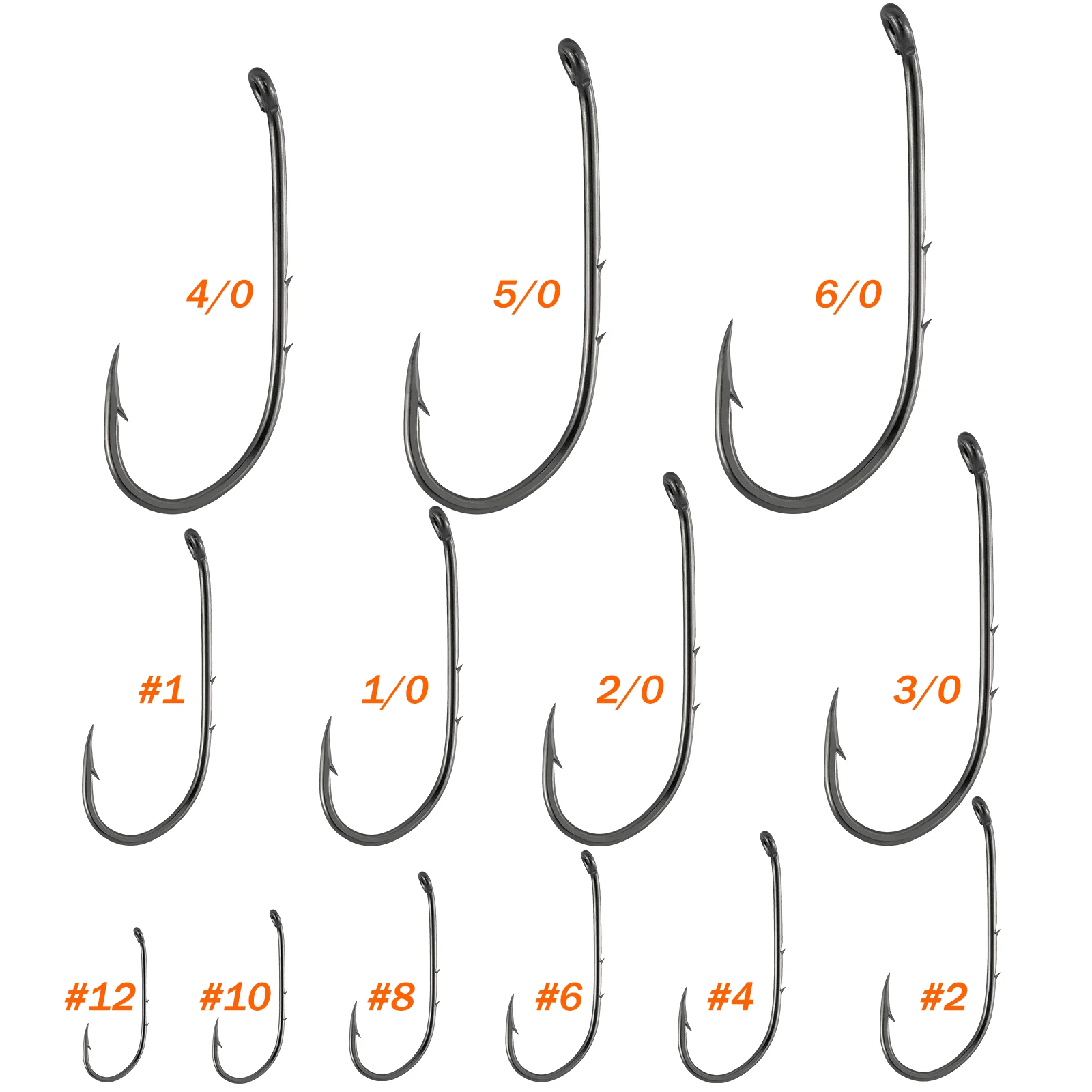 Señuelo de pesca de caña larga, anzuelo de gusano de acero de alto carbono, ojo vuelto hacia abajo, para Surf, #12-6/0, 30/50 piezas - imagen 4