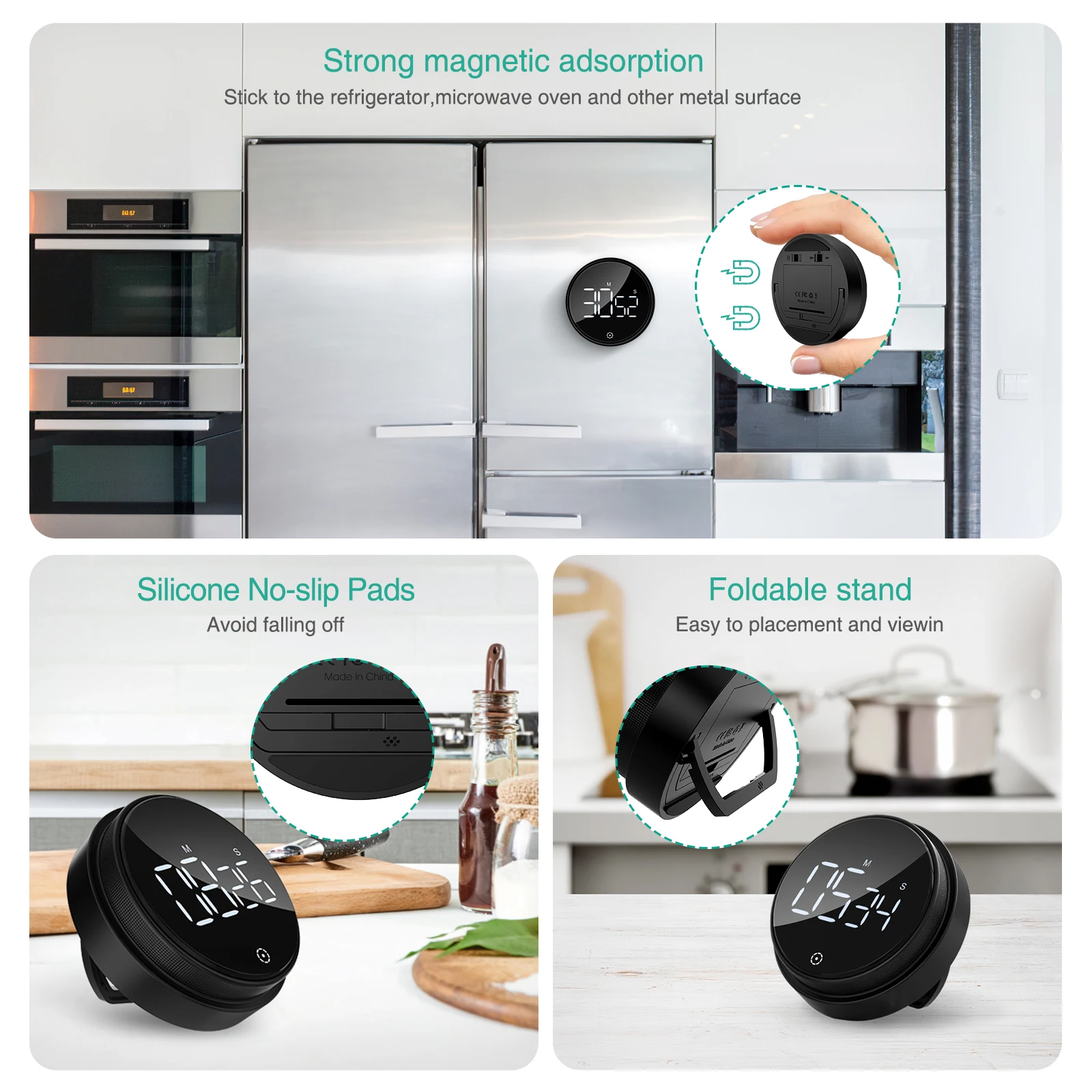 Temporizador Magnético ORIA – Cronómetro Digital LED para Cocina - imagen 2