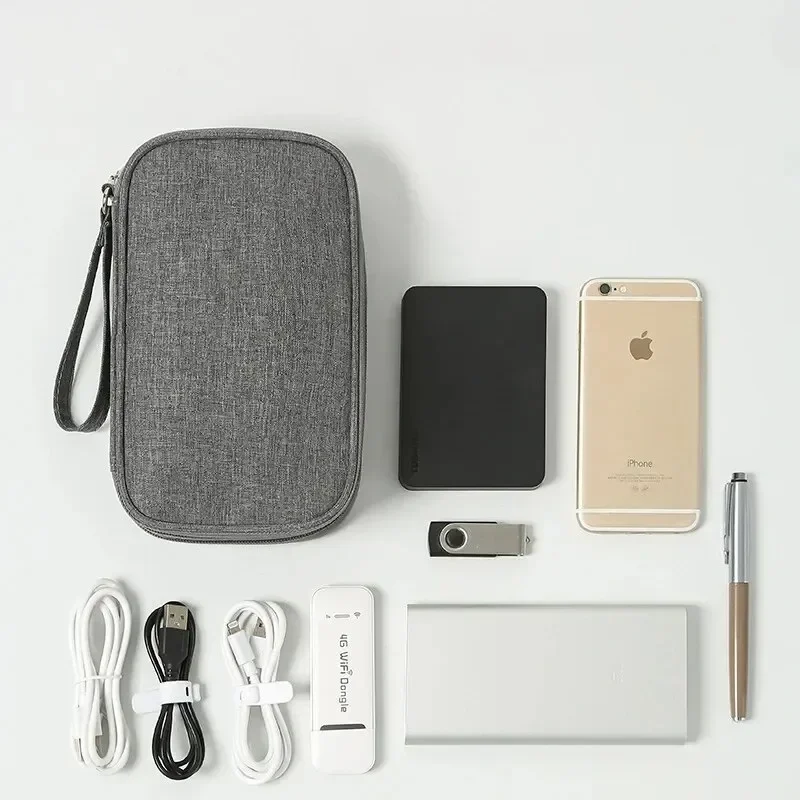 Bolsa organizadora de viaje, organizador de almacenamiento de cables, estuche de transporte, portátil, impermeable, doble capa - imagen 3
