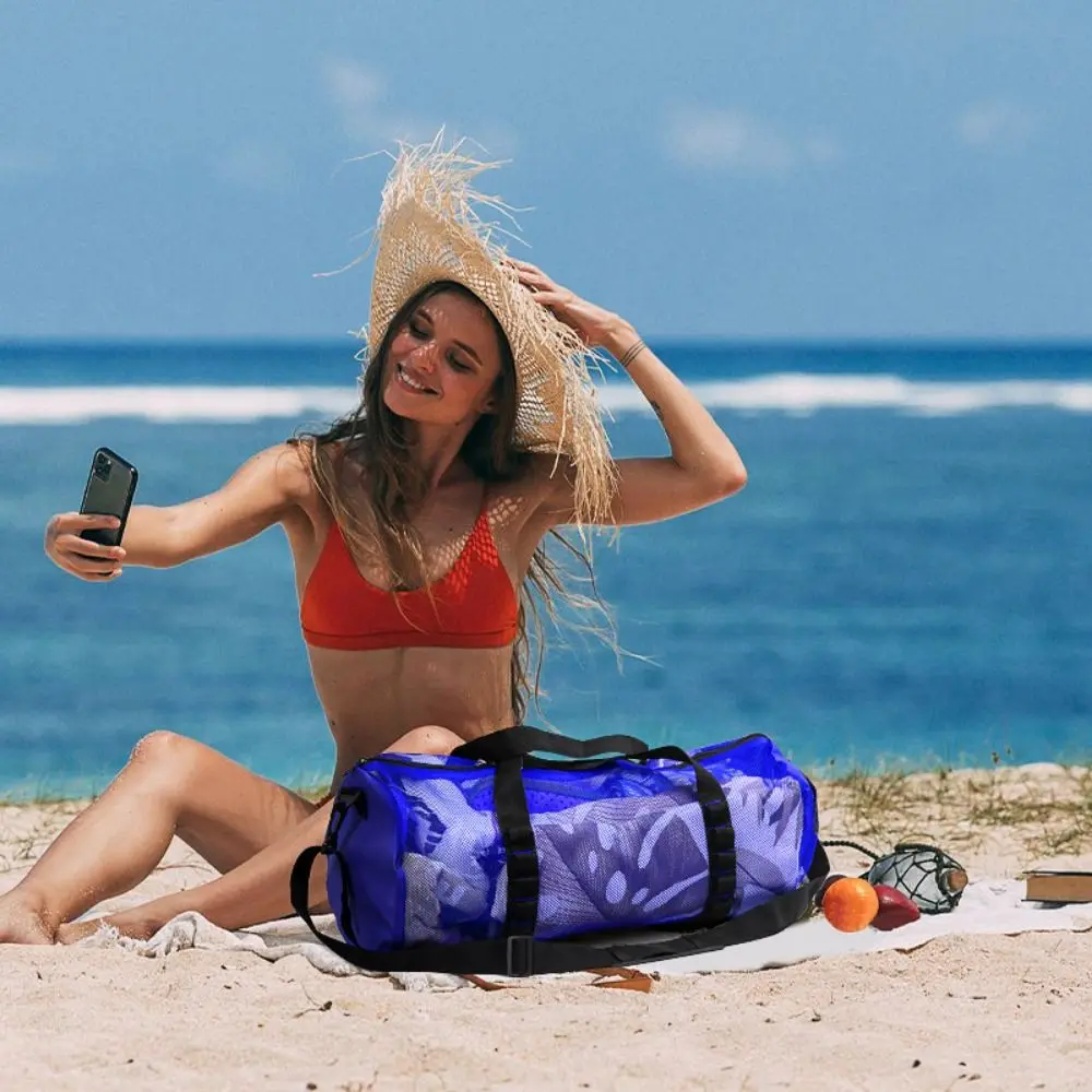 Bolsa de buceo de malla plegable, correa ajustable para el hombro, bolsa de viaje de malla transpirable, bolso ligero, bolsa de gimnasio de playa de gran tamaño para natación - imagen 3