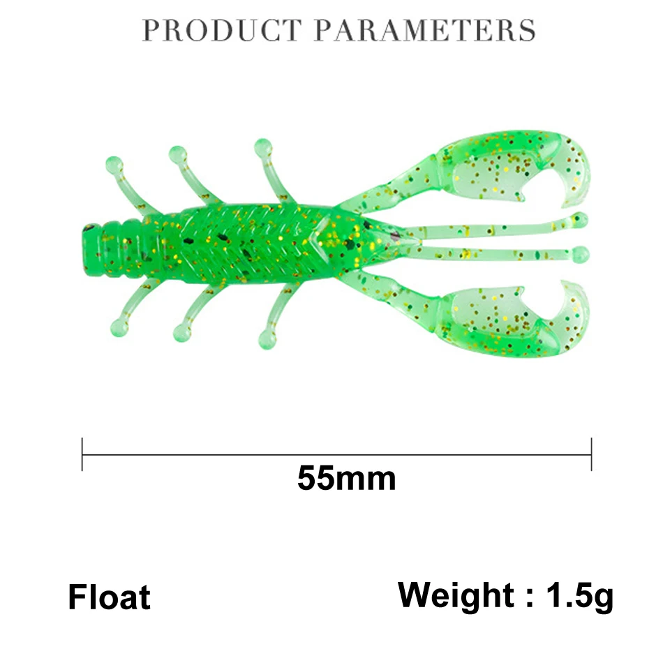 Cebo blando multicolor de 5,5 cm/1,5g, cebo falso de insectos multipatas, señuelo flotante de gravedad alto específico, 15 unidades por lote - imagen 2