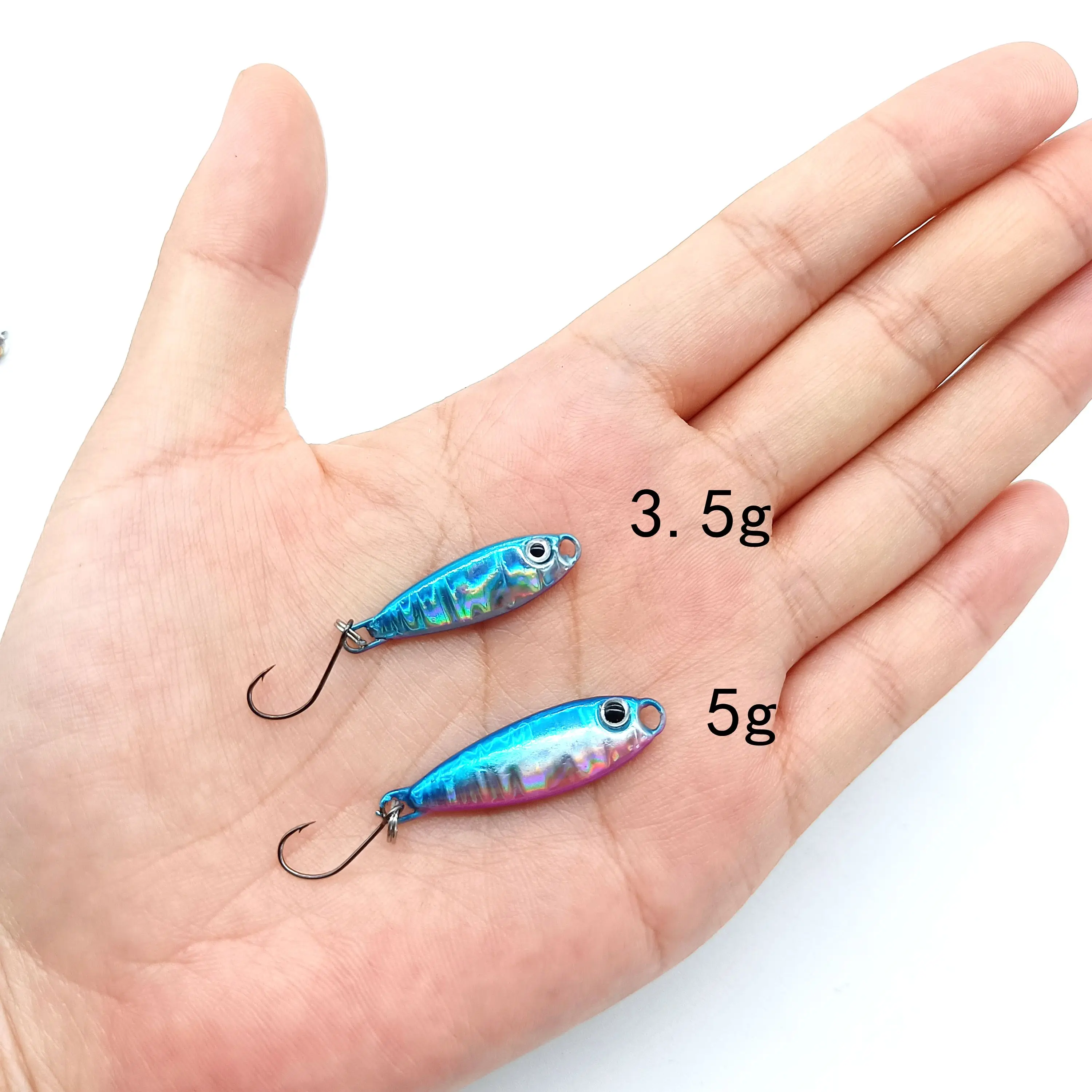 DUODUOYU-Mini señuelo de pesca de plantilla de Metal, 3,5g/5g, cuchara, pez pequeño con un solo gancho, aparejos de pesca de lubina - imagen 4
