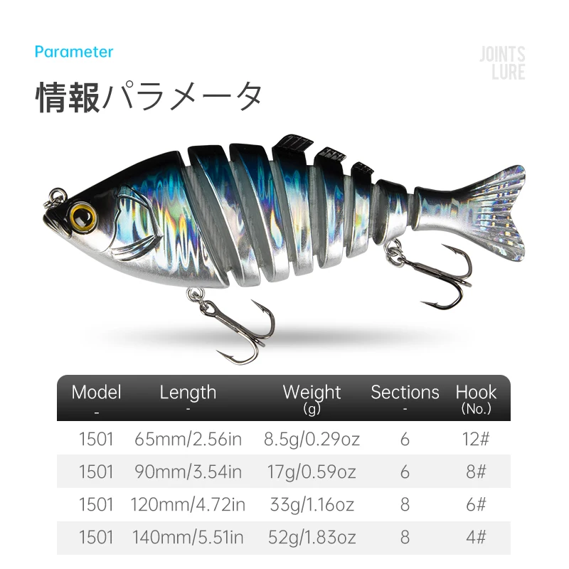 Kingdom Barbecue Swimbaits-señuelos de pesca artificiales de mar, 65mm, 90mm, 120mm, 140mm, secciones multiarticuladas, Wobblers que se hunden, cebo duro - imagen 3