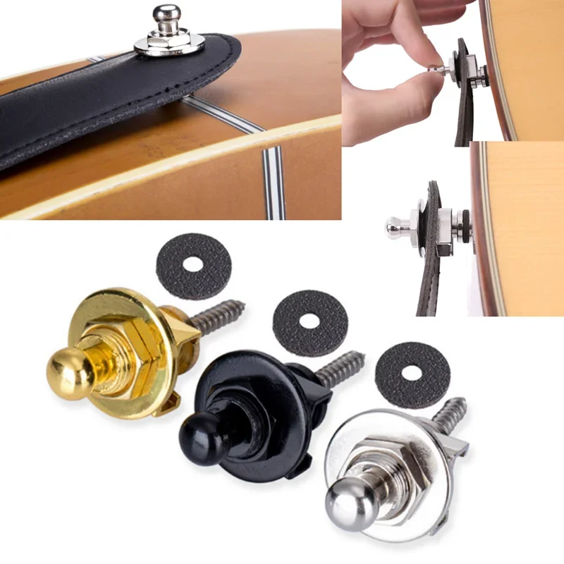 Botón de bloqueo de correa de guitarra para todos los botones acústicos, cerraduras antideslizantes para cinturón de bajo, clavos, accesorios para bajo eléctrico - imagen 3