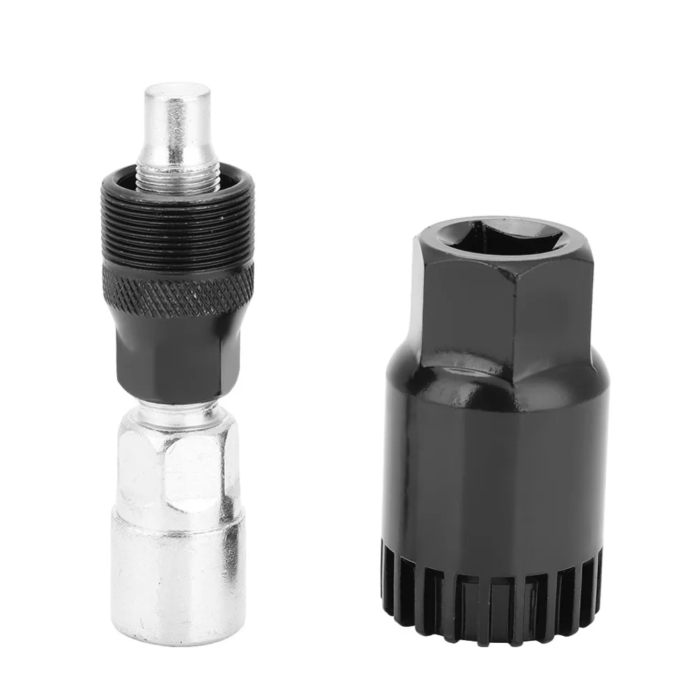 1 Juego de Extractor de manivela de bicicleta de acero al carbono, herramienta de reparación de bicicletas de alta resistencia plateada + negra, removedor de soporte inferior, mantenimiento de bicicletas