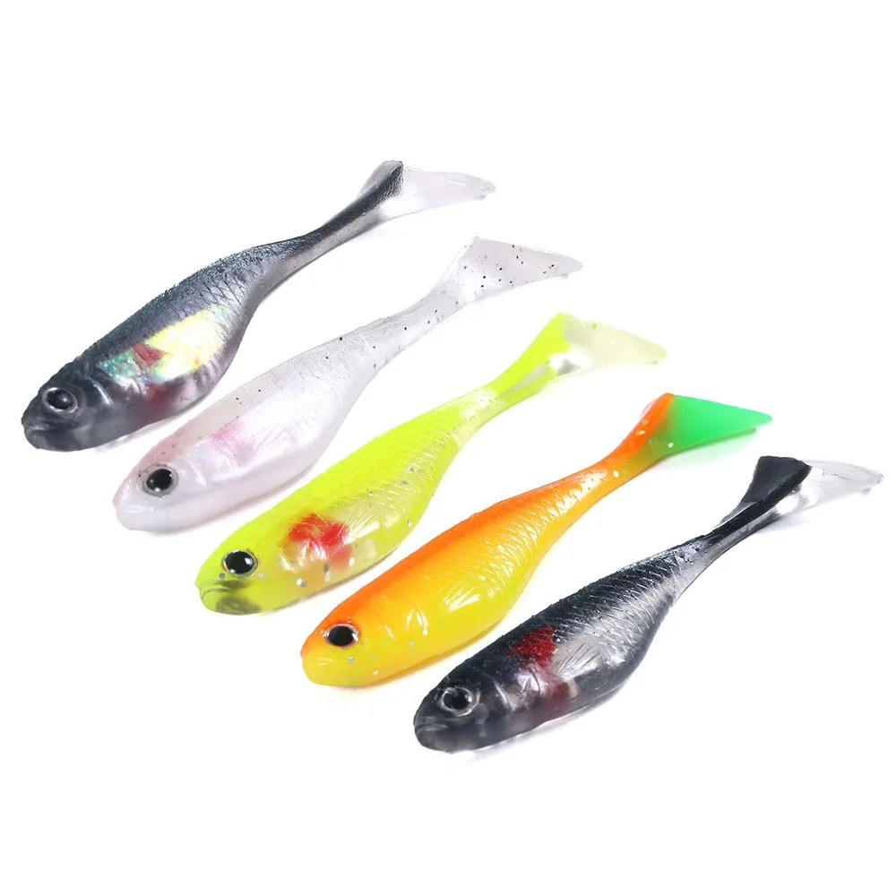 5 uds Softbait 8,8 cm/5g pesca de agua dulce salada señuelos blandos gusanos de pececillo de silicona Wobblers cebo Artificial aparejos de lubina plantillas