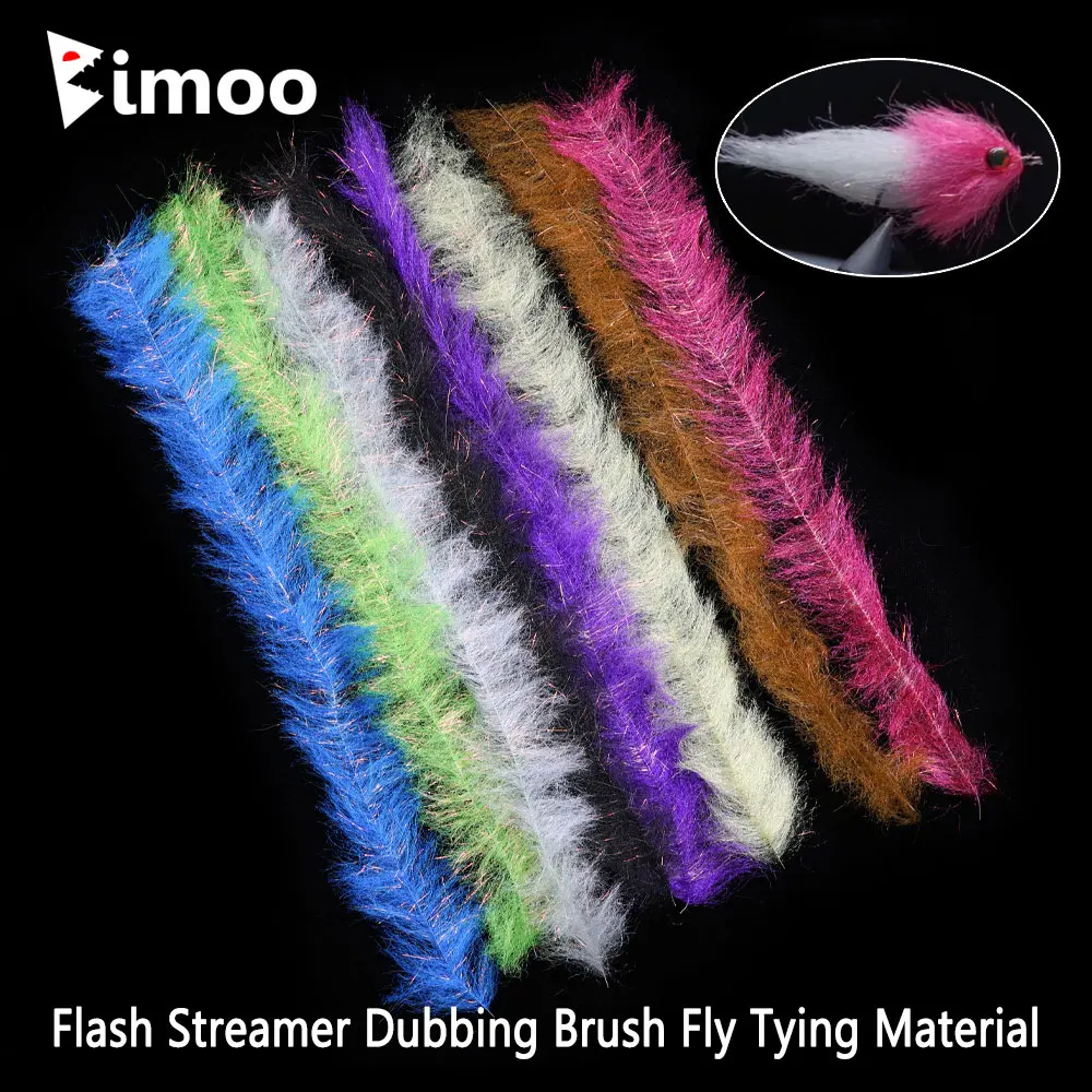 Bimoo 2 uds 1 "~ 3,5" Flash Streamer cepillo de doblaje Material de atado de moscas Minnow Baitfish Streamer Pike Muskie Señuelos de pesca de agua salada