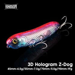 Kingdom Z-Dog Señuelo Topwater Lápiz Flotante 4,5-19 g holograma 3D