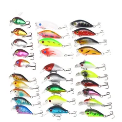 Juego de cebos duros de pesca de plástico para pececillos, Wobblers, Crankbaits para lubina, carpa, aparejos