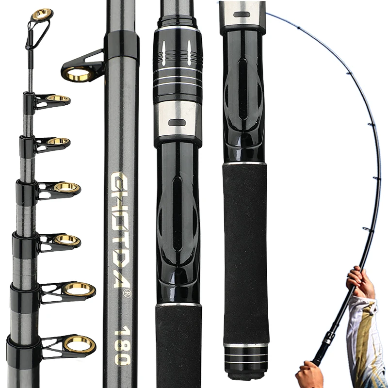 Caña de pescar telescópica ultracorta, 1,5/1,8/2,1/2,4 M, Mini caña de lanzamiento de viaje, aparejos de pesca multifuncionales sal/agua dulce