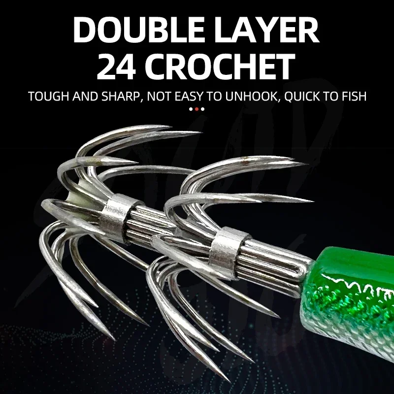 YICHU 10 colores 9g señuelo de camarones de madera que brilla en la oscuridad, anzuelo de calamar, señuelo falso, pintura en aerosol, láser en aerosol, camarones Horizontales - imagen 2